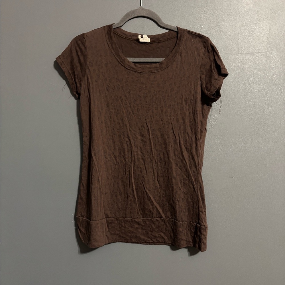Maurice’s Y2K brown sheer animal print top size large